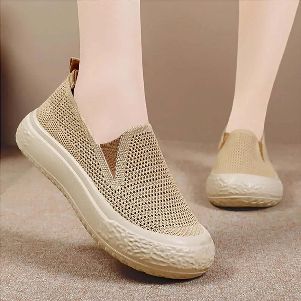 HUIQINGLI Women's Comfortable Breathable Casual Walking Shoes, Comfy Wedge Orthopedic Sneakers, Orthopedic Slip-On Walking Shoes for Women