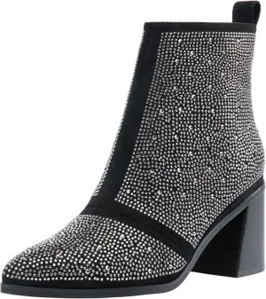 Jeossy Women's Chunky Heeled Ankle Boots, Pointed Toe Stacked Block Heel Booties