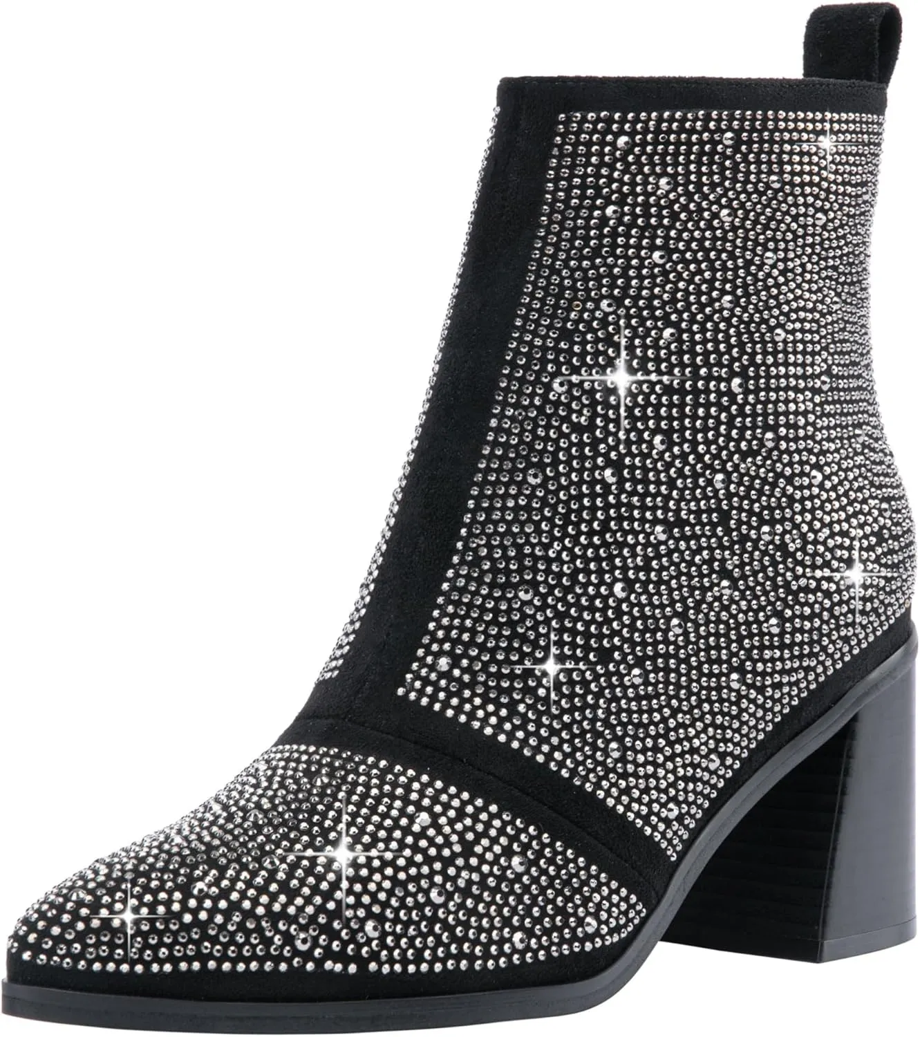Jeossy Women's Chunky Heeled Ankle Boots, Pointed Toe Stacked Block Heel Booties