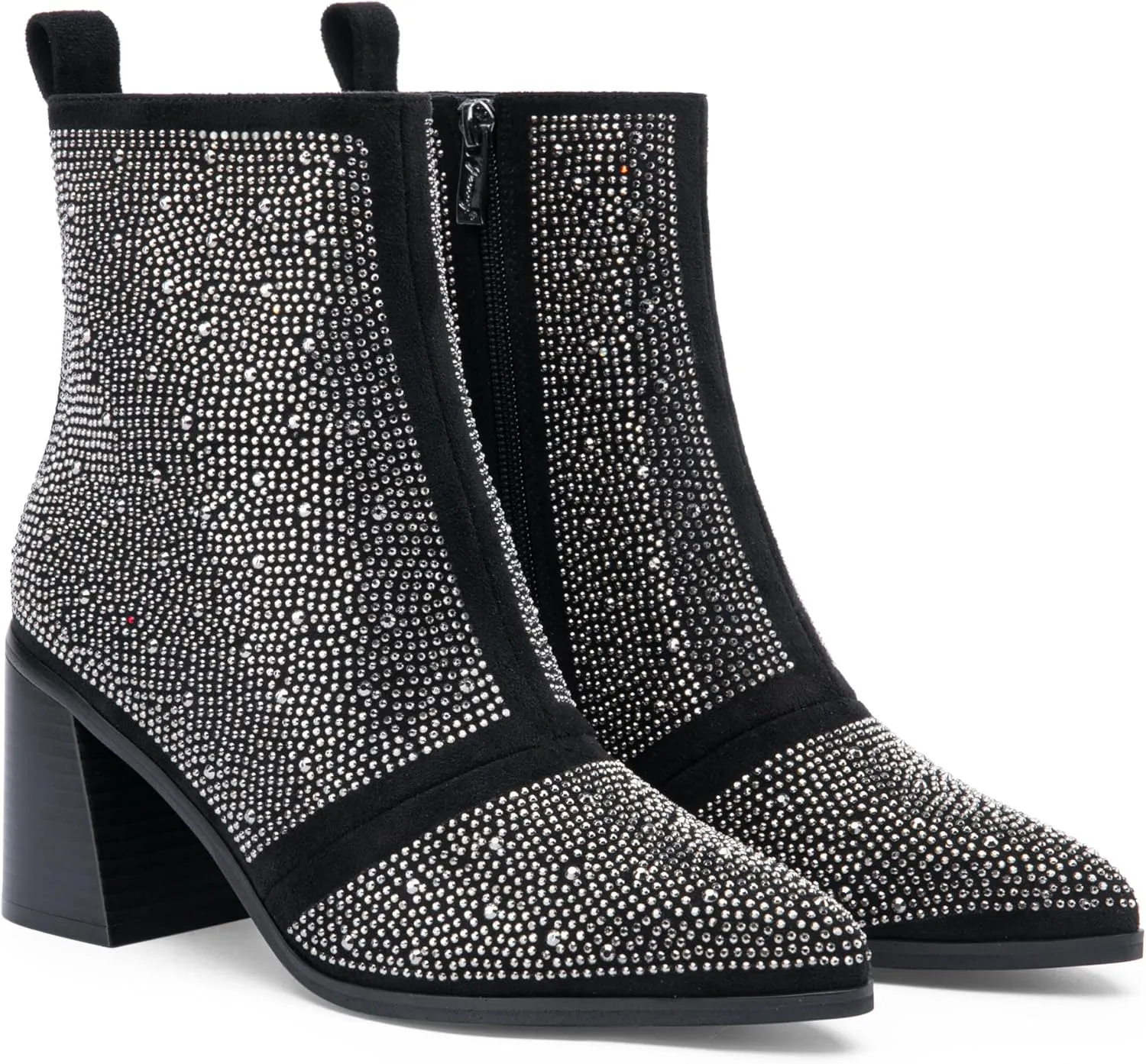 Jeossy Women's Chunky Heeled Ankle Boots, Pointed Toe Stacked Block Heel Booties