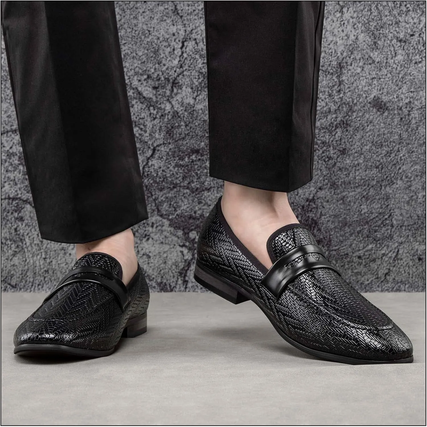 JITAI Men Loafers Slip-On Shoes for Men Fashion Dress Shoes Tuxedo Shoes