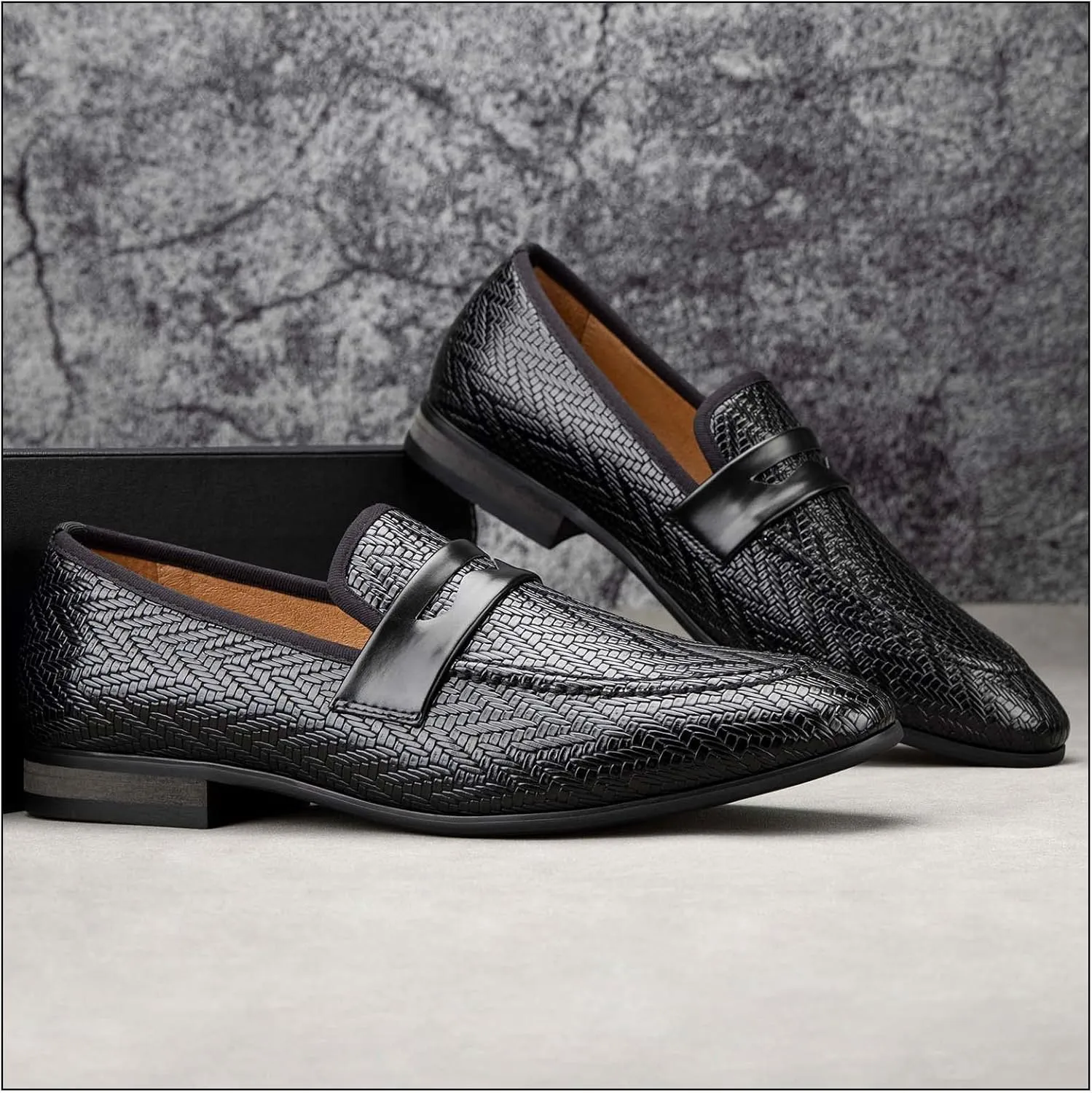 JITAI Men Loafers Slip-On Shoes for Men Fashion Dress Shoes Tuxedo Shoes
