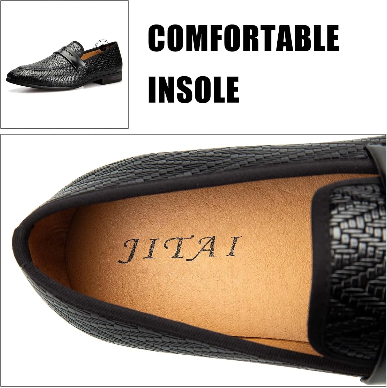 JITAI Men Loafers Slip-On Shoes for Men Fashion Dress Shoes Tuxedo Shoes