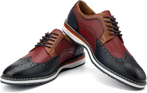 JITAI Men's Oxford Dress Shoes Lightweight Fashion Shoes with Wingtip Brogue & Lace-up Design