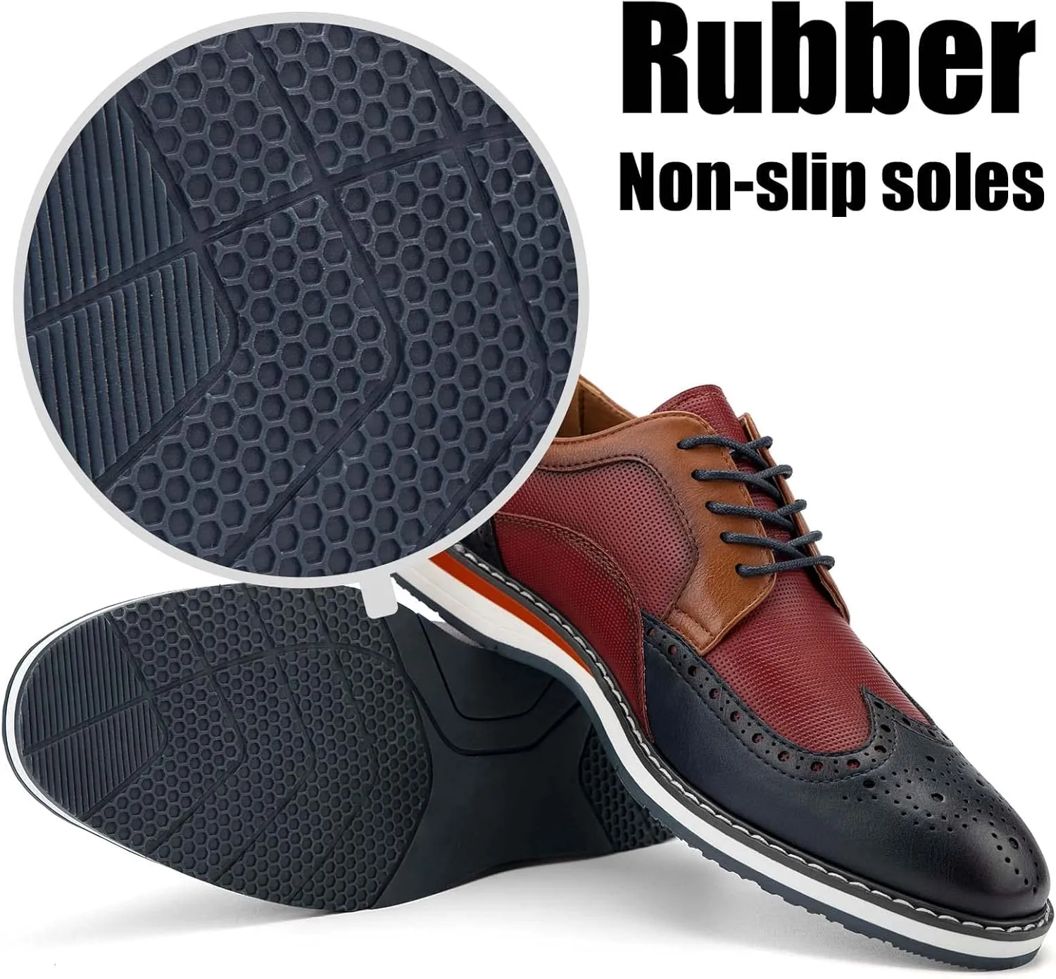 JITAI Men's Oxford Dress Shoes Lightweight Fashion Shoes with Wingtip Brogue & Lace-up Design