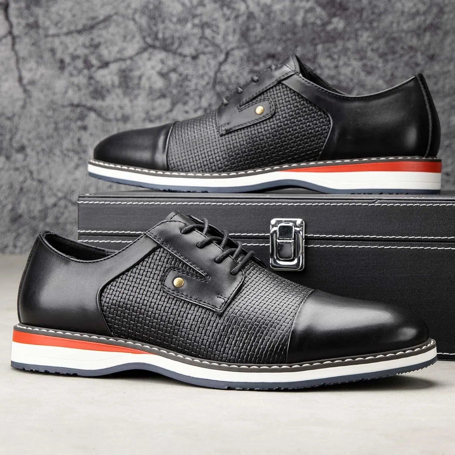 JITAI Men's Oxford Dress Shoes Lightweight Fashion Shoes with Wingtip Brogue & Lace-up Design