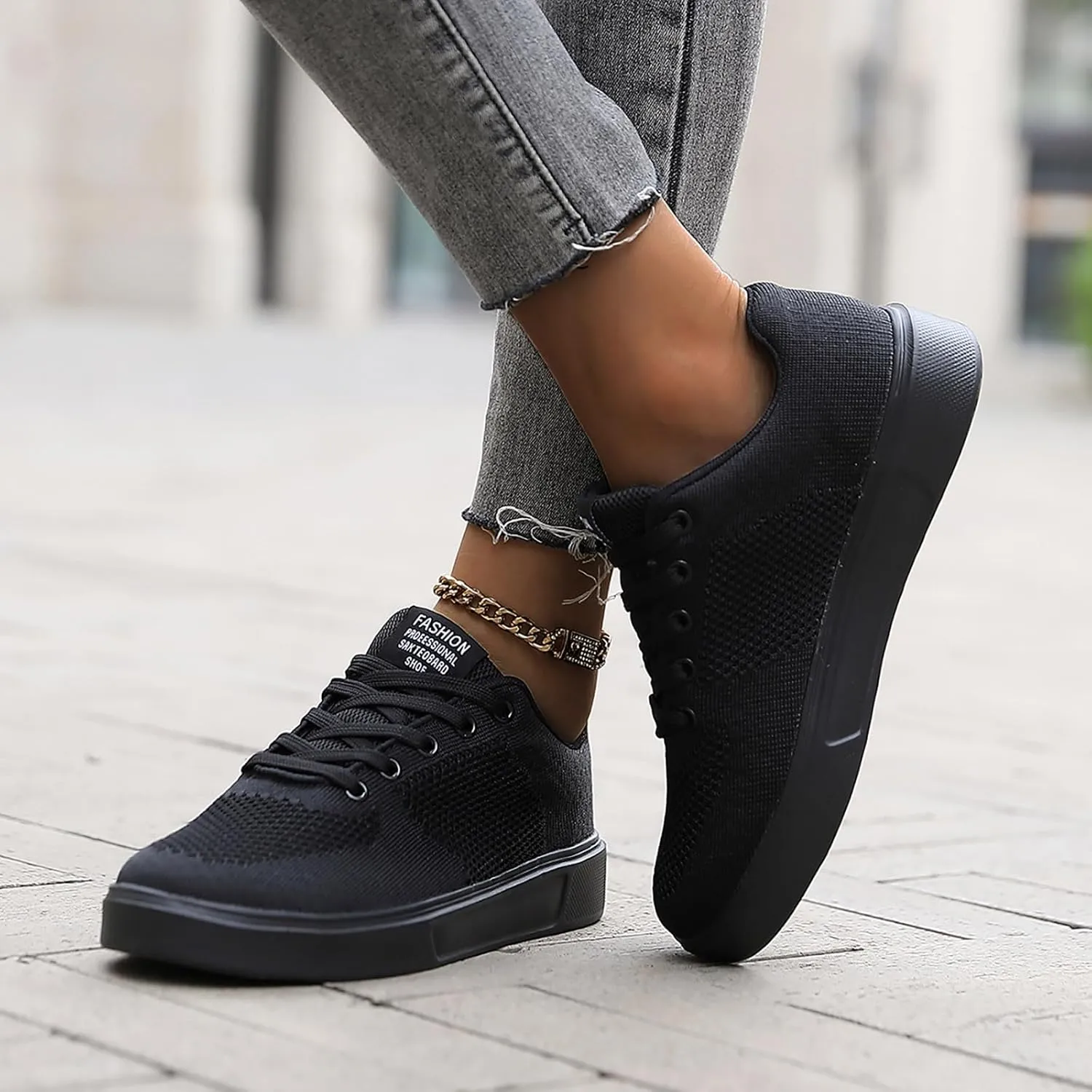 Leisure Couple Men Women Four Seasons Mesh Non Slip Flat Round Toe Breathable Lace Up Lazy Comfortable Slip Shoes