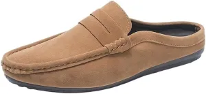 Loafers for Men Anti-Slip Flexible Round Toe Suede Vamp Half Loafers Shoes Comfortable Fashion Slip On