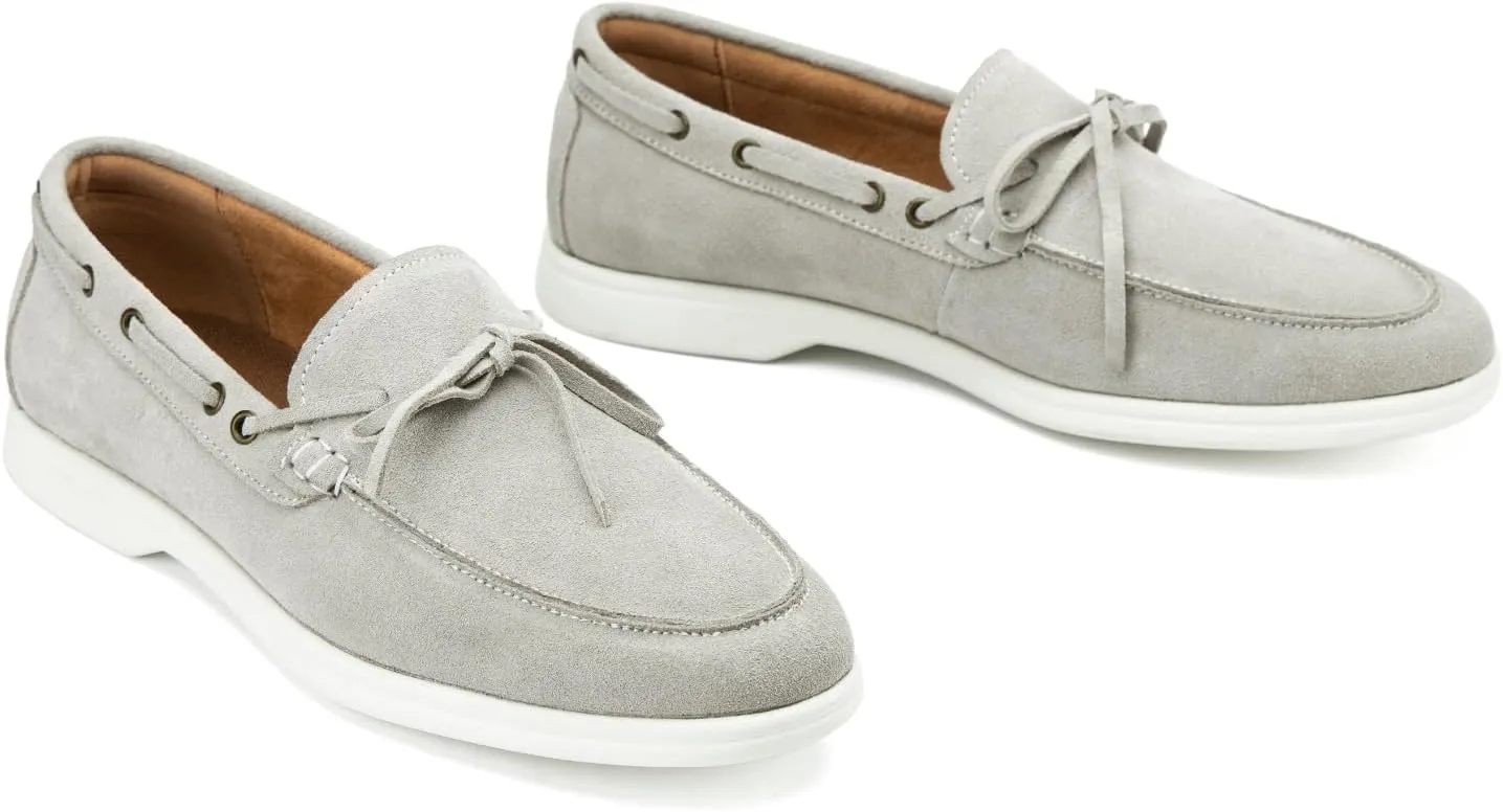 Meijiana Men's Genuine Leather Loafers Slip-On Moccasins Suede Dress Shoes, Lightweight and Breathable with Rubber Sole Stylish Mens Loafers