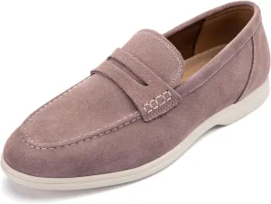 Meijiana Men's Genuine Leather Loafers Slip-On Moccasins Suede Dress Shoes, Lightweight and Breathable with Rubber Sole Stylish Mens Loafers