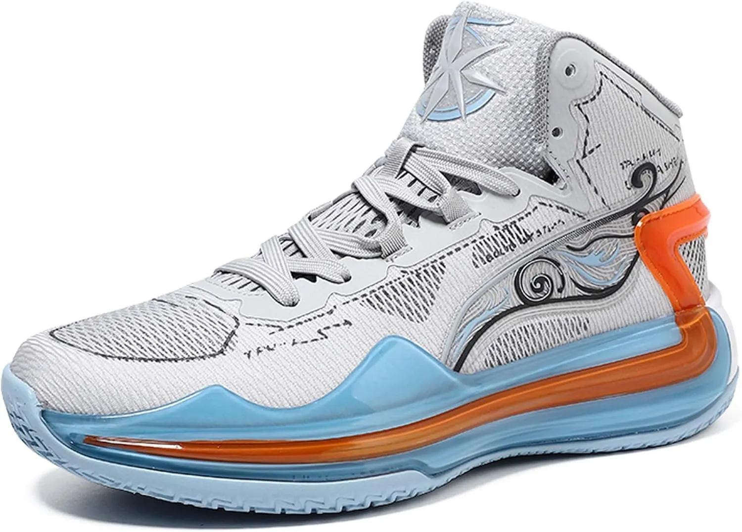 Men and Women Comfortable and Breathable Basketball Sneakers Mid Top Lace Up Non Slip Running Shoes Lightweight Carrying Casual Walking Shoes Durable Cross Training Shoes Skateboarding Shoes