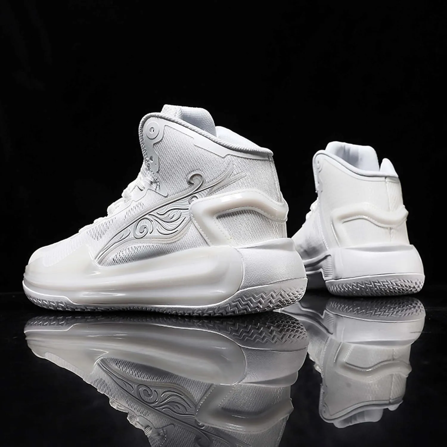 Men and Women Comfortable and Breathable Basketball Sneakers Mid Top Lace Up Non Slip Running Shoes Lightweight Carrying Casual Walking Shoes Durable Cross Training Shoes Skateboarding Shoes