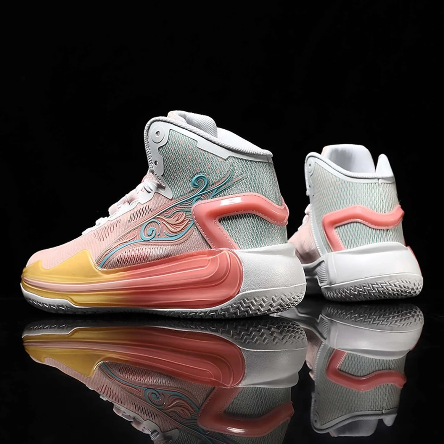 Men and Women Comfortable and Breathable Basketball Sneakers Mid Top Lace Up Non Slip Running Shoes Lightweight Carrying Casual Walking Shoes Durable Cross Training Shoes Skateboarding Shoes