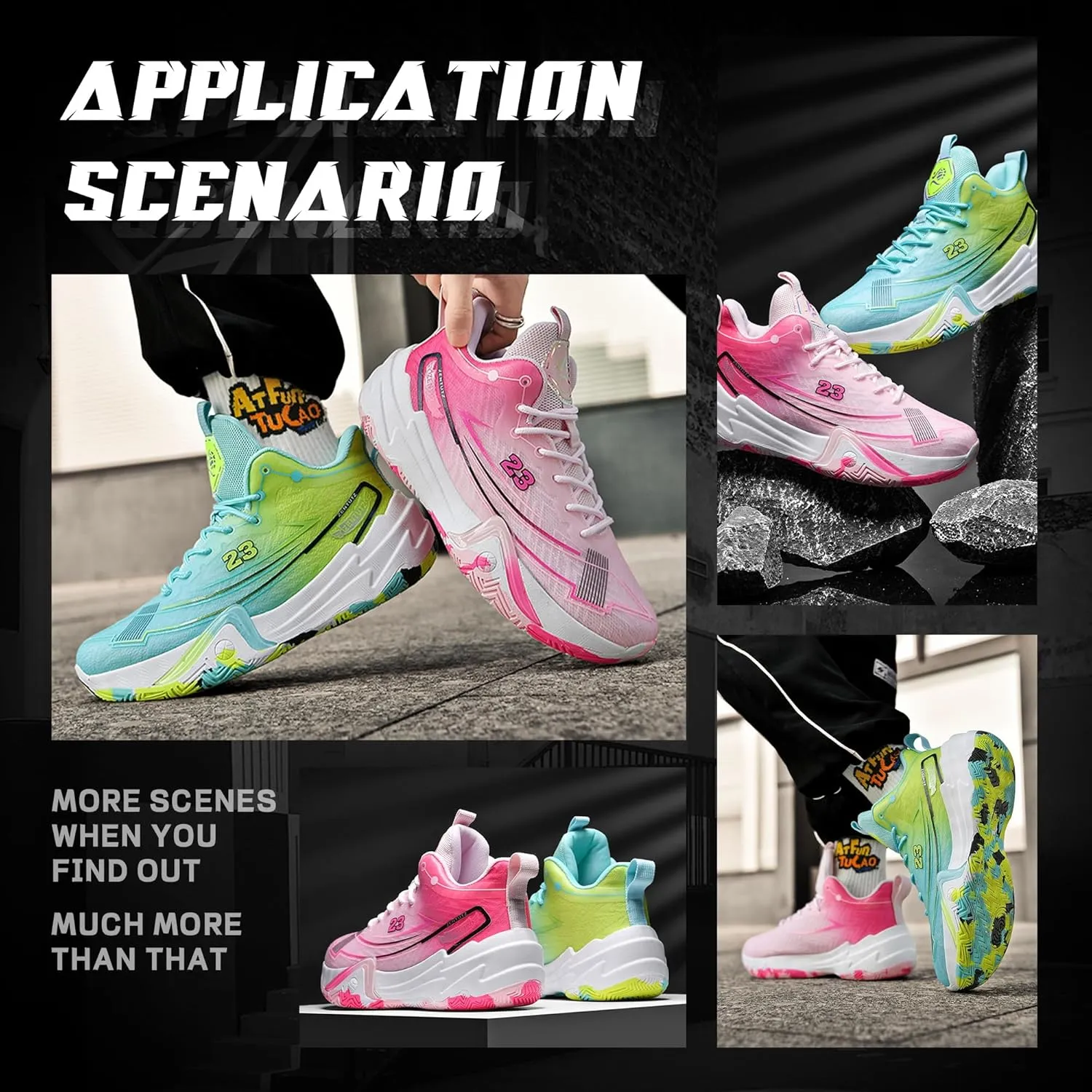 Men Basketball Shoes Anti Slip Breathable Fashionable Outdoor Sports Shoes Training Shoes