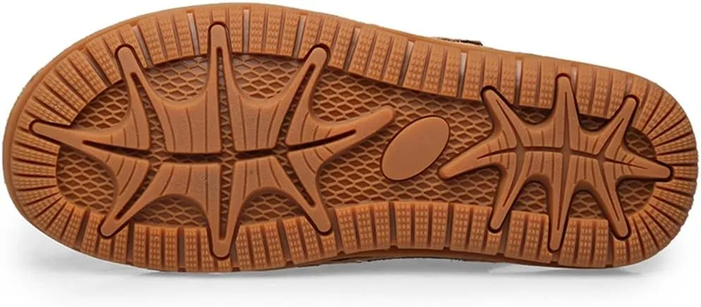 Men Sandals Leather Cowhide Beach Sandals Male Toe Outdoor Men's Casual Shoes(42)