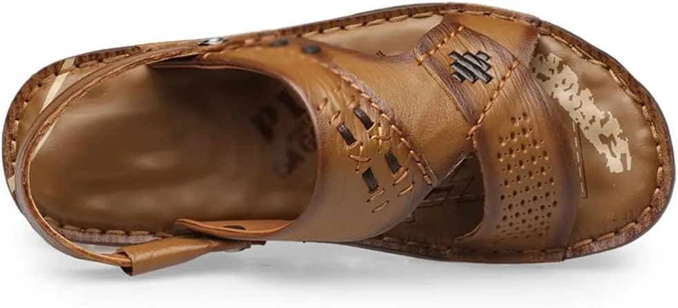 Men Sandals Slippers Genuine Leather Cowhide Male Shoes Outdoor Casual Sandals Beach Shoes(40)