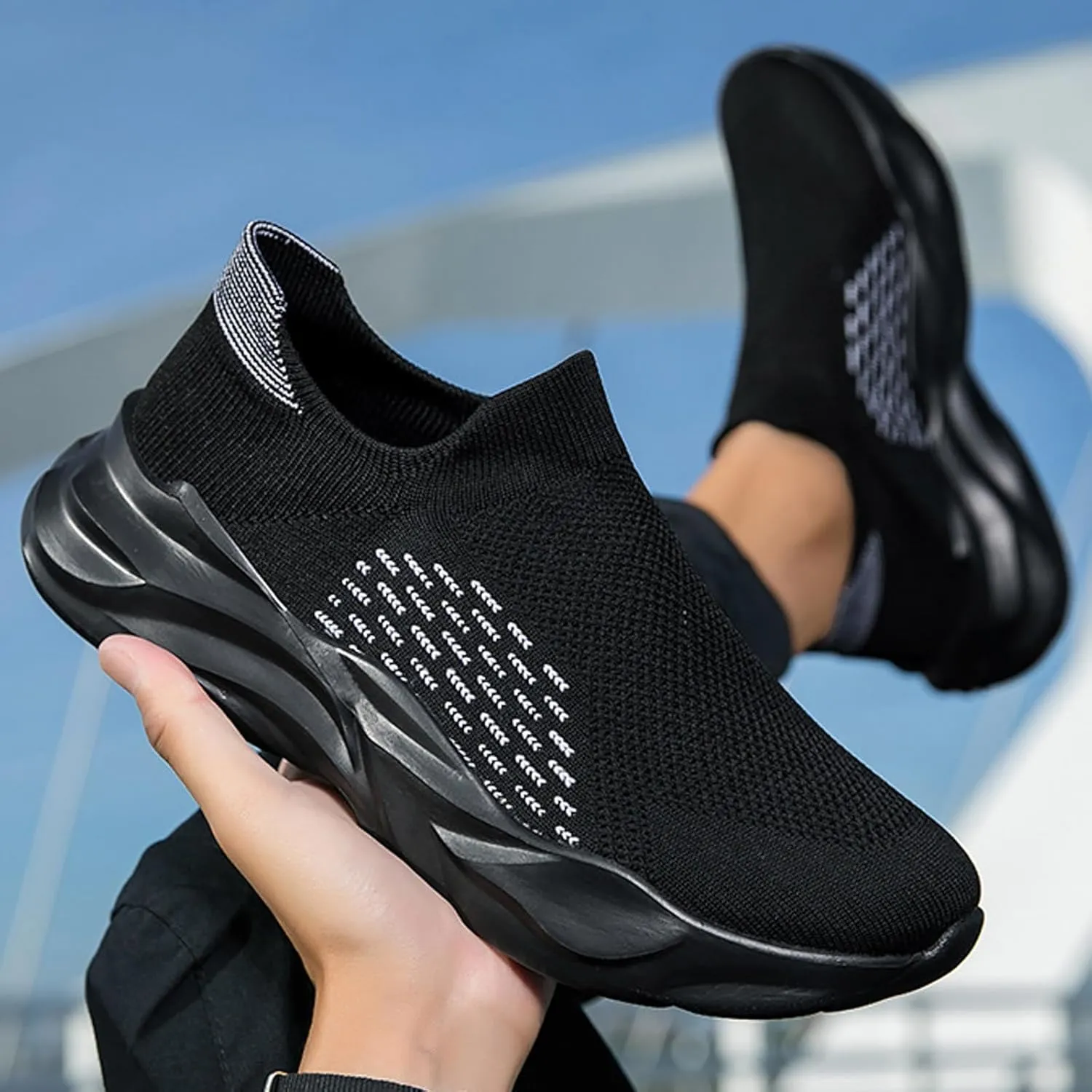 Men Sneakers Flying Weaver Mesh Large Size Elastic Socks Shoes Casual Sports Breathable Thick Sneaker Boots for Men Work