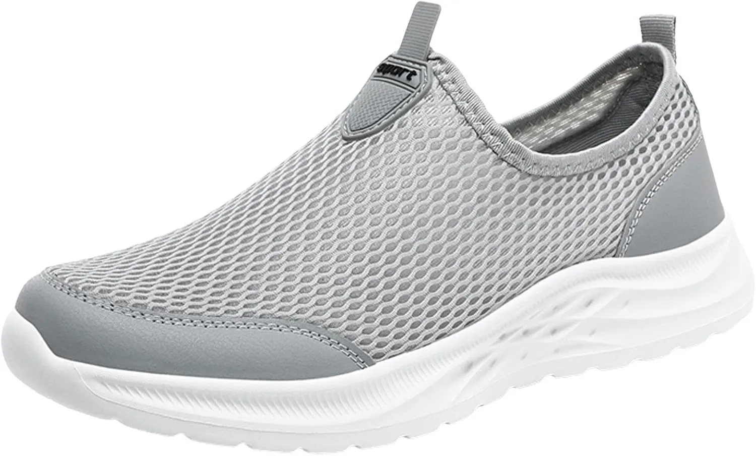 Men Sports Shoes Fashionable New Pattern Mesh Hollow Breathable Comfortable Flat Bottom Lightweight Slip Men's Sneaker (Grey, 8.5)