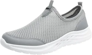 Men Sports Shoes Fashionable New Pattern Mesh Hollow Breathable Comfortable Flat Bottom Lightweight Slip Men's Sneaker (Grey, 8.5)
