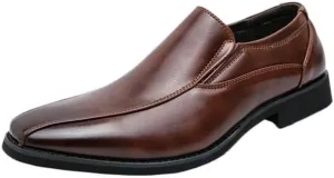 Men's Classic Leather Dress Shoes Retro Comfortable Business Oxford Shoes for Men Non-Slip Softsole Walking Derby Shoes(Brown,8.5)