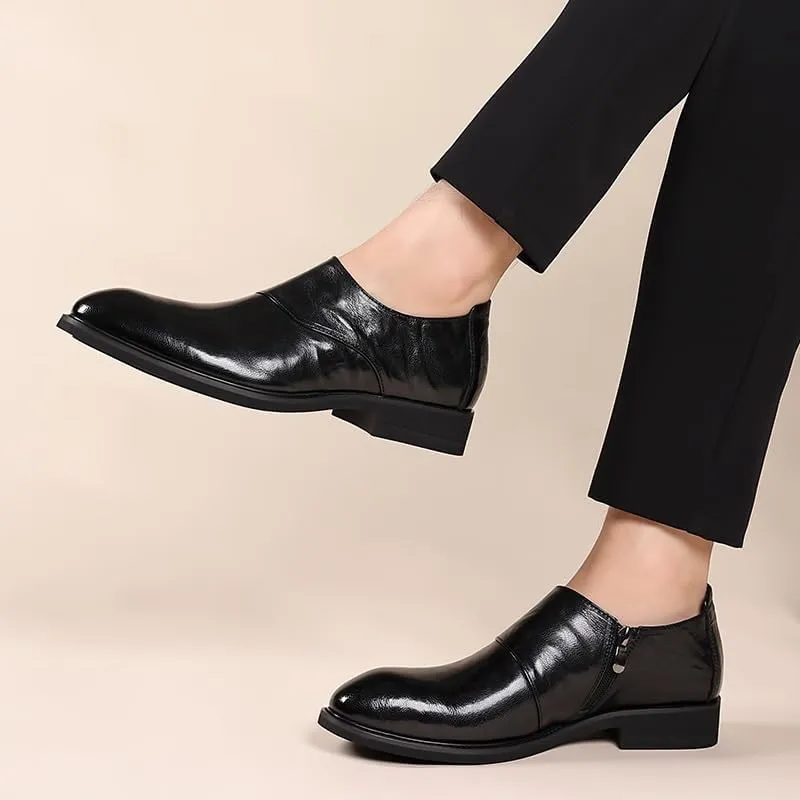 Men's Classic Slip-On Oxford Shoes - Genuine Leather, Non-Slip, Waterproof Business Formal Derby Shoes