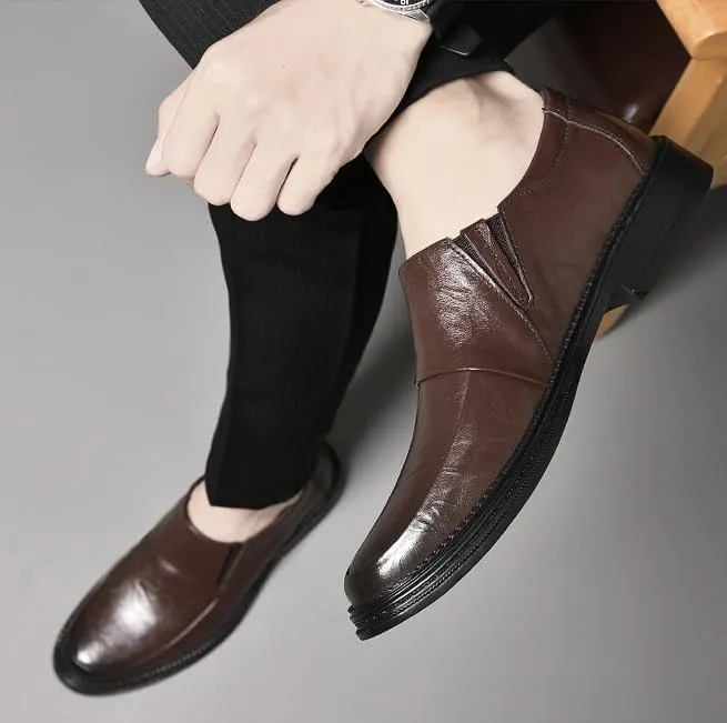 Men's Dress Shoes Genunie Leather Modern Brogues Shoes Fashion Business Casual Wedding Suit Shoes for Men(Brown,7.5)