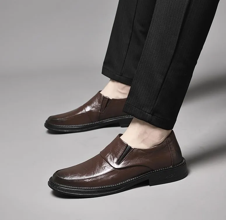 Men's Dress Shoes Genunie Leather Modern Brogues Shoes Fashion Business Casual Wedding Suit Shoes for Men(Brown,7.5)