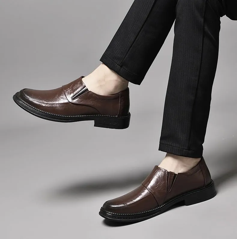 Men's Dress Shoes Genunie Leather Modern Brogues Shoes Fashion Business Casual Wedding Suit Shoes for Men(Brown,7.5)