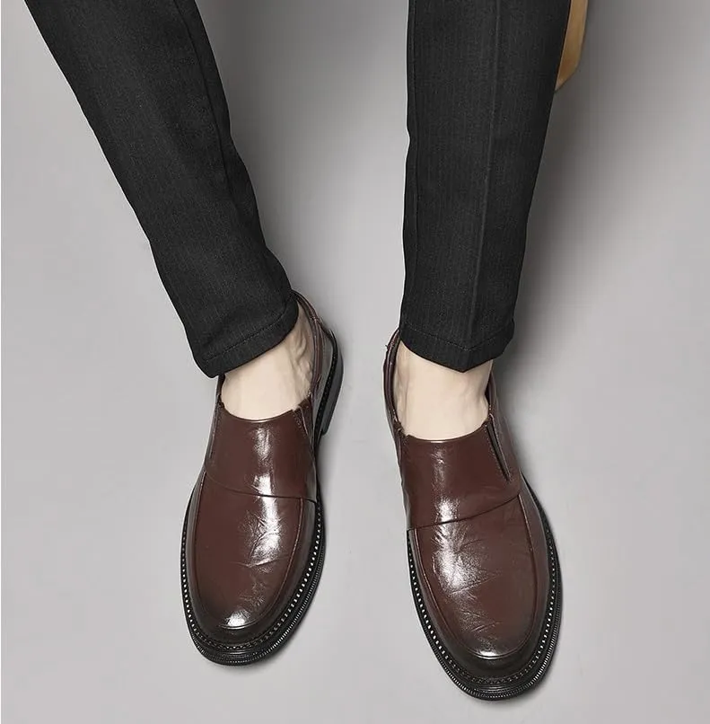 Men's Dress Shoes Genunie Leather Modern Brogues Shoes Fashion Business Casual Wedding Suit Shoes for Men(Brown,7.5)