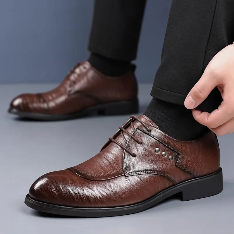 Men's Dress Shoes Men Breathable Leather Wingtip Brogue Oxfords Shoes Non Slip Casual Business Work Formal Shoes