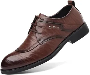 Men's Dress Shoes Men Breathable Leather Wingtip Brogue Oxfords Shoes Non Slip Casual Business Work Formal Shoes
