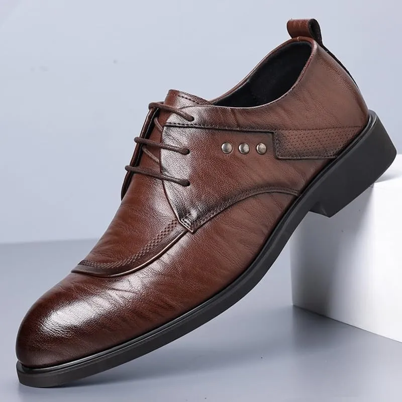 Men's Dress Shoes Men Breathable Leather Wingtip Brogue Oxfords Shoes Non Slip Casual Business Work Formal Shoes