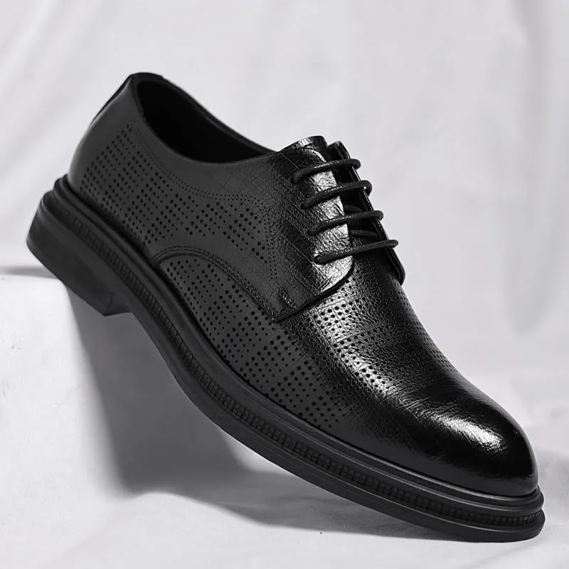 Men's Dress Shoes Men Genuine Leather Breathable Oxford Shoes Men Non-Slip Waterproof Business Formal Derby Shoes