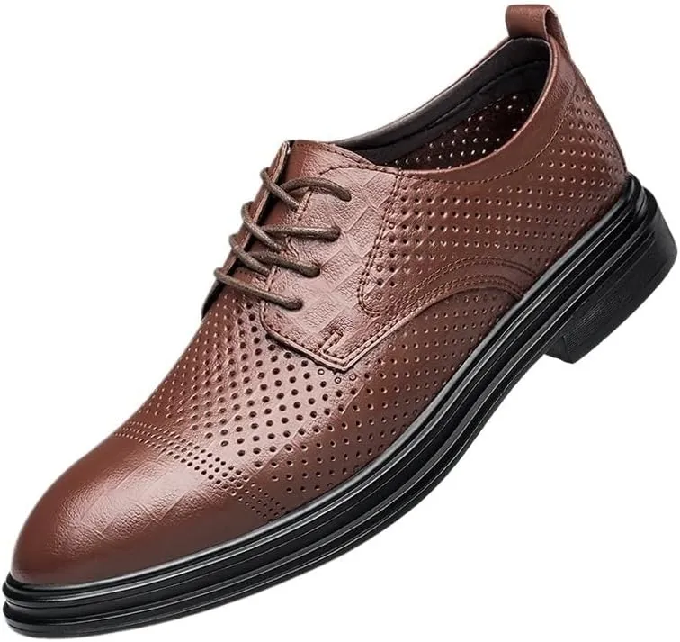 Mens Dress Shoes Men's Breathable Comfortable Business Lace Up Oxford Shoes Non-Slip Softsole Walking Derby Shoes