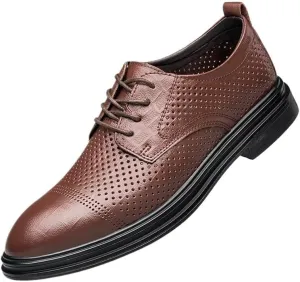 Mens Dress Shoes Men's Breathable Comfortable Business Lace Up Oxford Shoes Non-Slip Softsole Walking Derby Shoes