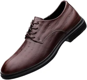 Men's Faux Patent Leather Oxford Shoes - Non-Slip Waterproof Derby Dress Sneakers for Business & Casual Wear