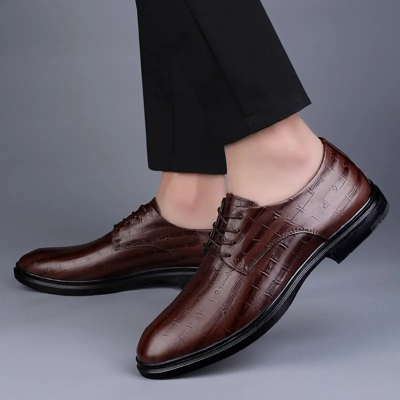 Men's Faux Patent Leather Oxford Shoes - Non-Slip Waterproof Derby Dress Sneakers for Business & Casual Wear