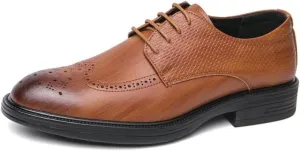 Men's Genuine Leather Dress Sneakers - Non-Slip Waterproof Oxford Shoes for Business & Formal Wear