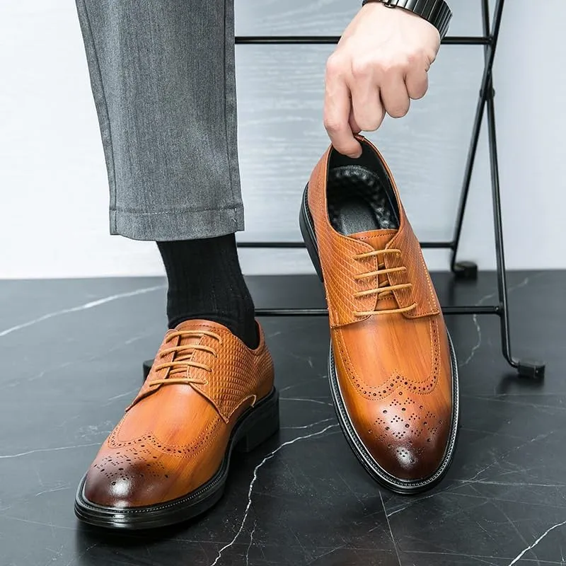 Men's Genuine Leather Dress Sneakers - Non-Slip Waterproof Oxford Shoes for Business & Formal Wear
