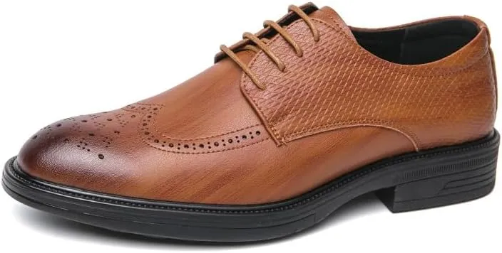 Men's Genuine Leather Dress Sneakers - Non-Slip Waterproof Oxford Shoes for Business & Formal Wear