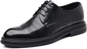 Men's Genuine Leather Oxford Shoes - Breathable Non-Slip Waterproof Business Formal Derby Shoes