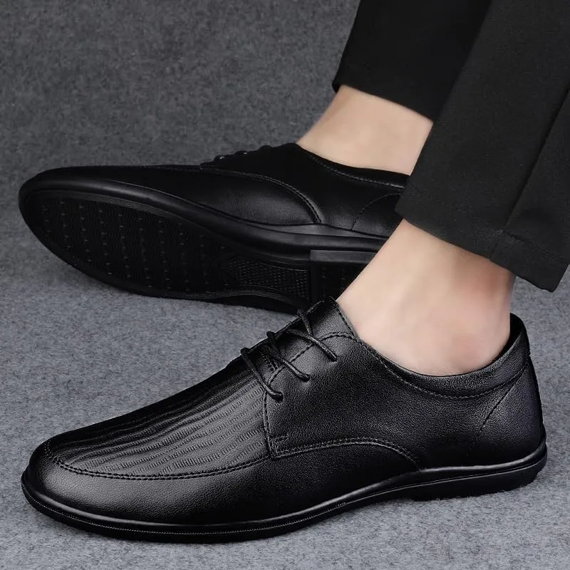 Men's Genuine Leather Oxford Shoes - Classic Business & Casual Dress Shoes for Weddings and Office Wear