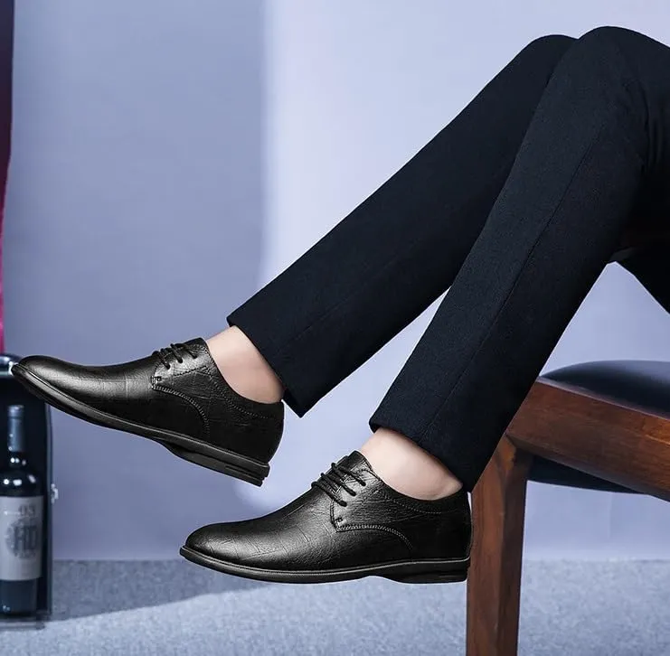 Men's Genuine Leather Oxford Shoes - Classic Slip-On Dress Shoes for Business & Formal Occasions