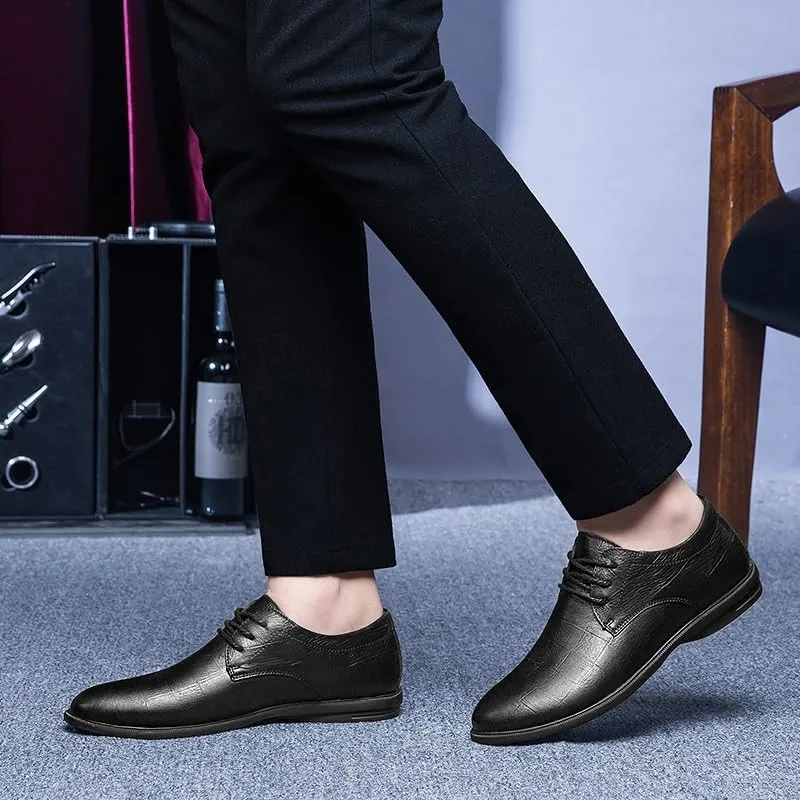 Men's Genuine Leather Oxford Shoes - Classic Slip-On Dress Shoes for Business & Formal Occasions