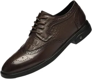 Men's Genuine Leather Oxford Shoes - Comfortable Anti-Slip Pointed Toe Derby Shoes for Business, Parties, and Formal Events
