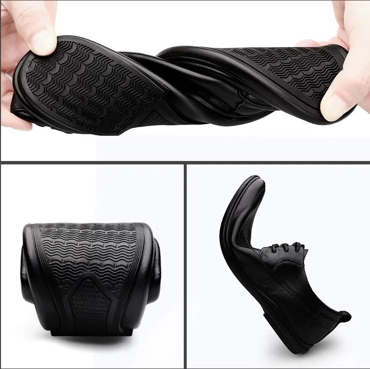 Men's Genuine Leather Oxford Shoes - Comfortable Lace-Up Formal Dress Shoes for Business and Casual Wear