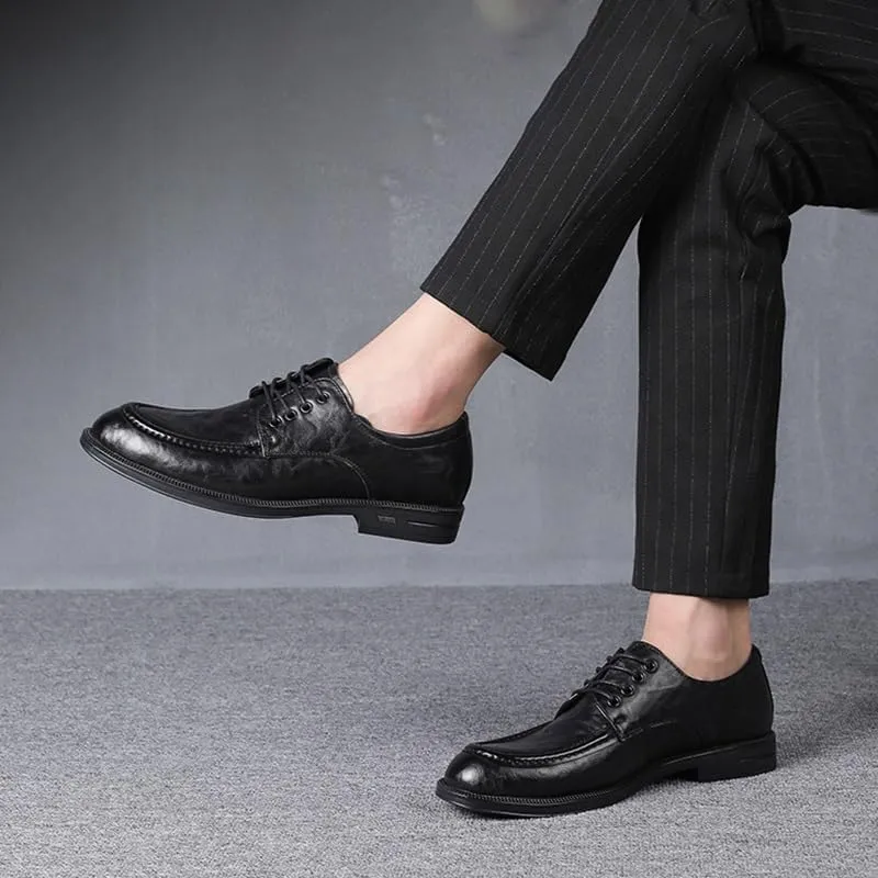 Men's Genuine Leather Oxford Shoes - Comfortable Pointed Tip Dress Shoes for Business and Casual Wear