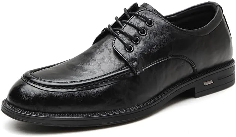 Men's Genuine Leather Oxford Shoes - Comfortable Pointed Tip Dress Shoes for Business and Casual Wear
