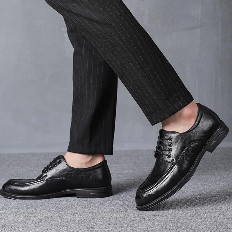 Men's Genuine Leather Oxford Shoes - Comfortable Pointed Tip Dress Shoes for Business and Casual Wear