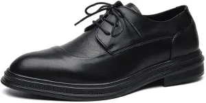 Men's Genuine Leather Oxford Shoes - Lightweight Comfortable Platform Formal Dress Shoes for Business & Casual Wear
